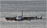 On Jan. 15, 2009, airline passengers waited to be rescued on the wings of a US Airways jetliner that landed in the Hudson River after a flock of birds knocked out both its engines.