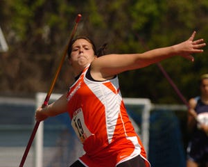 Cherokee's Melissa Lake, shown here during an event last season, finished fifth in the javelin at the Meet of Champions on Monday.