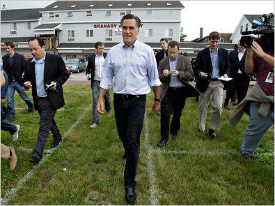 Mitt Romney campaigning in Derry, N.H., on Tuesday. In the Republican presidential debate on Monday night, he said it was "time for us to bring our troops home as soon as we possibly can."