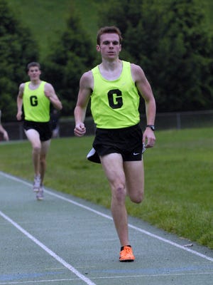 Griswold's James Strmiska won the boys 1600 with teammate Jon Choiniere finishing second Monday, May 23, 2011during their track meet with St. Bernard and Tourtellotte at Griswold High School.