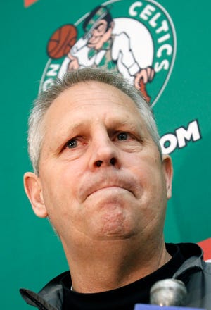 Celtics president of basketball operations Danny Ainge answers questions from the media.
