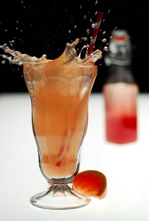 Homemade sodas, such as this grapefruit-rhubarb version, are easy to do.