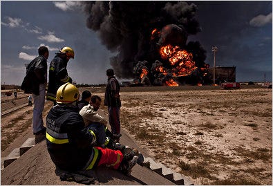 An oil terminal fire in Misurata, Libya, in May.