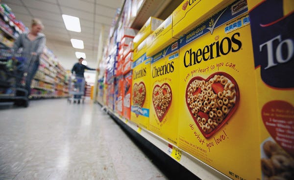 One in every eight boxes of all cereal sold in the United States is a version of Cheerios.