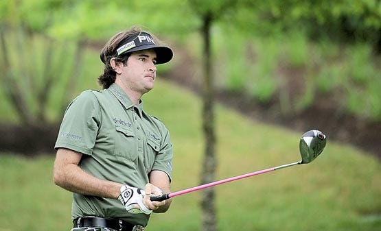 Bubba Watson watches his drive from the 11th tee during the first round of the U.S. Open. The Associated Press
