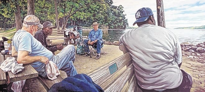 “Anticipation, Hudson River Stripper Fisherman,” an oil painting by Garin Baker, is one of many works on display at Scenic Hudson's River Center, which is the new exhibition space for Mill Street Loft.