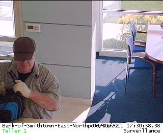 The attached photos are from the robbery of the Peoples United Bank, East Northport, Long Island, NY that occurred on 6/30/11. The suspect in that case is very likely the same suspect from the Newburgh robbery on 7/6/11.