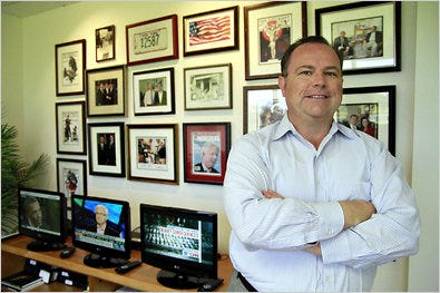Christopher Ruddy, Chief Executive and founder of  Newsmax, in his West Palm Beach office.