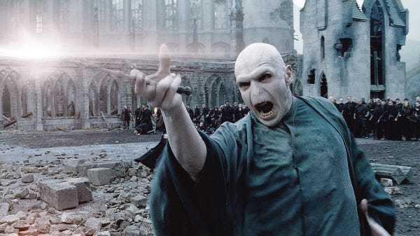 Warner Bros. Pictures/The Associated Press
Lord Voldemort (Ralph Fiennes) has his climactic showdown with Harry in Part 2 of "Harry Potter and the Deathly Hallows."