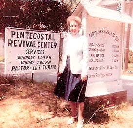 Pastor Lois Turner and husband Billy in front of the Pentecostal Fellowship Center Church on Kings Estate Road. Contributed photos