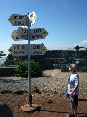 Joshua Butler, a Hebrew teacher at Agudath Achim, recently took a 10-day trip to Israel. He came across this crossing sign on Har Bental near the Israel-Syria-Lebanon border.