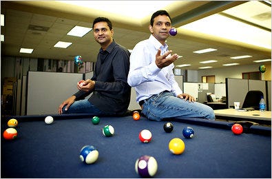 Anand Rajaraman, left, and Venky Harinarayan created @WalmartLabs, a Twitter app developer.