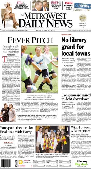 The front page of the 7/15/11 MetroWest Daily News.