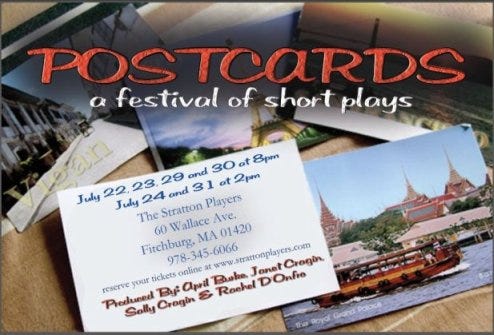 Due to a fire, all performances of "Postcards'' by the Stratton Players of Fitchburg have been moved to the auditorium at the McKay School on the Fitchburg State University campus.