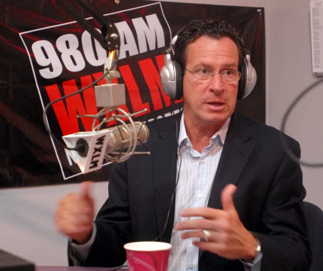 Connecticut Governor Dannel P. Malloy during an on air interview with The Bulletin's Ray Hackett at 980Am WXLM in New London.