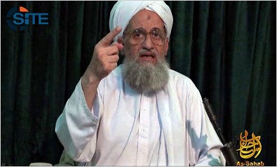 Ayman al-Zawahiri in a still image from a web posting by As Sahab, the media branch of Al Qaeda.