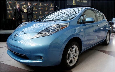 “The standards are going to be quite stringent and a challenge,” said Scott Becker, a senior vice president in the United States for the Japanese automaker Nissan. Above, the company's electric vehicle, the Leaf.