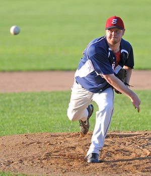 Easton pitcher Martin Anderson delivers a pitch during the game against Weymouth on Thursday, July 28, 2011, in Rockland. (Emily J. Reynolds/The Enterprise)