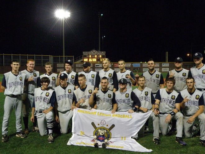 Ascension Parish-based Gauthier &?Amedee won its second straight American Legion State Tournament championship last week in Chalmette. Shown back standing from left are:?Coach Adam Trahan, Chris Boutwell, Cadin Lawless, Tylor Gonzales, Stephen Cardinale, Jacob Williams, Tanner Sheets, Lee Elisar, Jesse Buratt and Coach Justin Morgan; kneeling:?Madison Nickens, Devin Speligene, Tyler Robertson, Tyler Guillory, Matt Willis, Chris Sanchez, Jack Cockrum and Daniel St. Pierre.