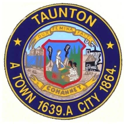 This is the city seal of Taunton, Mass., the seat of Bristol County and the hub of the Greater Taunton Area. According to the 2000 census, the city had a total population of 55,976 residents.
