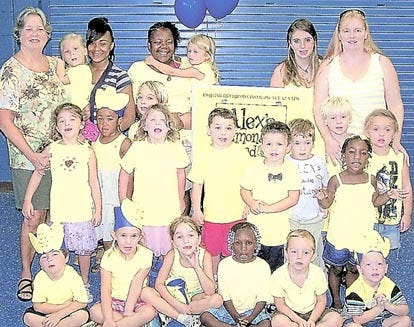 FCTC Tech Tots 'Fighting cancer, one cup at a time' included, from left, seated, Jack Salce, Caitlin Kenney, Ava Willets, Tamaria Freeman, Aiden Simms and Nolan Simms; center row, Bella Triebel, Kendrea McMillian, Pierson Smith, Alexis O'Connell, Lee Cogar, Collin Triebel, Karl Davis, Daniel Camper, Shnarrah Smith and Lulani Garcia, back row, Teresa Woodward, Ellie Scott, April Jackson, Curemia Dailey, Ana Willets, Kaitlin Spess and Jennifer Spess. Contributed photo