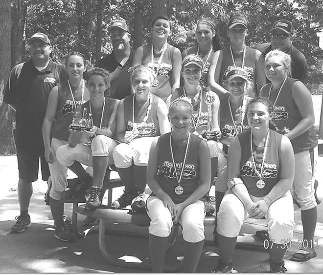 Mason Dixon Blaze 16UA finished a stellar season with a 35-6 record. Along the way the team competed in several college showcases, won two Pony tournaments, captured the USSSA Central PA State Championship and finished fourth in the USSSA 16UA World Series in Salisbury, Md. The team, which includes players from seven high schools in Pennsylvania and Maryland, are from left: first row — Mariah Yingling, Katie Shaak; second row — Sarah Elwood, Shae Foreman, Megan Dougherty, Blaire Lauthers, Jenna Knable, Tristan Hartle; third row — coach Rob Thorn, coach Rick Lauthers, Jenna Rhodes, Haley Thorn, Shayla Murray and manager Troy Yingling.