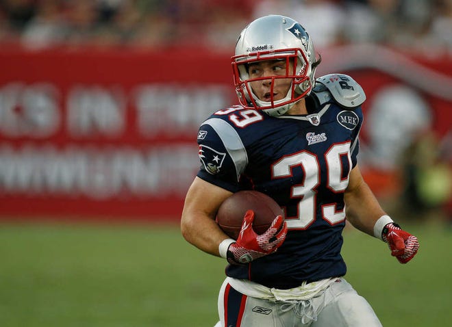 New England Patriots running back Danny Woodhead (39) during an NFL preseason football game against the New England Patriots Thursday, Aug. 18, 2011 in Tampa, Fla. (AP Photo/Chris O'Meara)