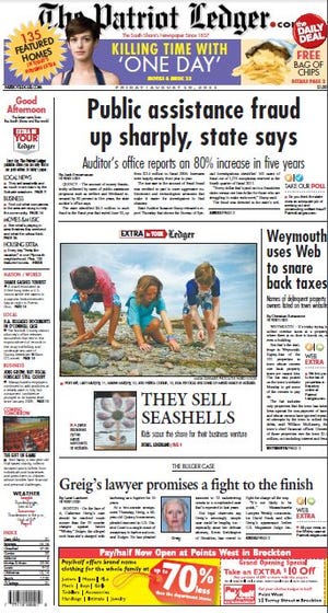 The Patriot Ledger front page for Friday, Aug. 19, 2011