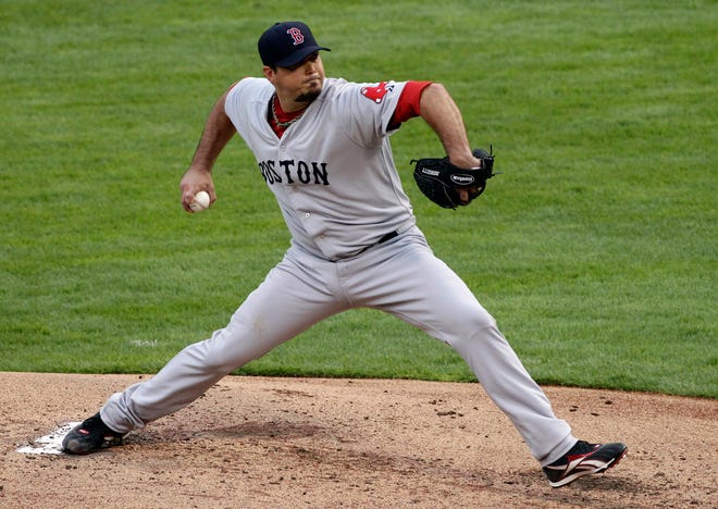 Boston Red Sox starting pitcher Josh Beckett (11-5) allowed one run and four hits over six innings as the Sox defeated the Rangers, 13-2, Wednesday, Aug. 24, 2011, in Texas.