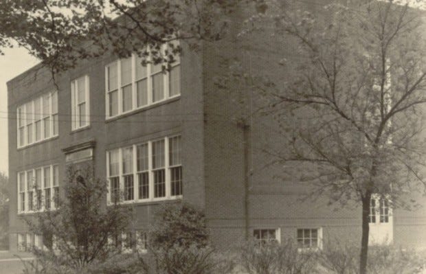The Ewing Park School, shown in this 1959 photo, will soon be
torn down. Former pupils, staff and teachers attended a picnic
Sunday in Ewing Park to celebrate the school.