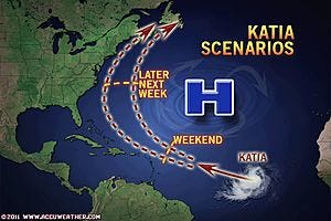 It's still too early to tell what track Katia will take when the storm develops into hurricane later this week.