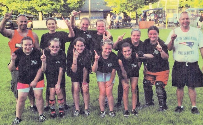 Pictured (front, left to right) Ashley Grant, Sarah Kifer, Abigal Browchuk, Sarah Bizzotto, and Nikki Kowesky; (back, left to right) Coach Rick Kowesky, Gina Mician, Madison Daniels, Megan Hutchinson, Kristi Anderson, Gianna DelGiudice, and Coach Joan Anderson. Missing from photo is Coach Dave DelGiudice.