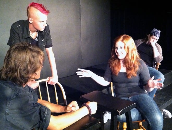 Luke Simon, Jesse Devine, Megan Montgomery and Moriah Ophardt in a scene from “With Their Eyes.”