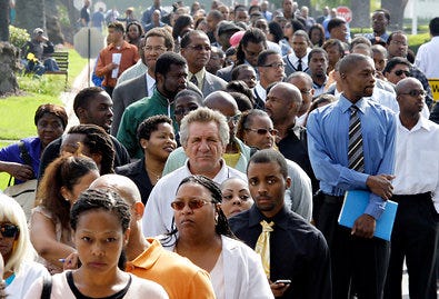 The line outside a job fair in South Los Angeles on Wednesday.