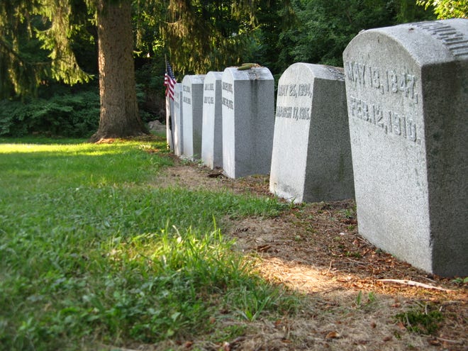KESHIA CLUKEY / Observer-Dispatch

A reader contacted "Public Eye" regarding weed killer used around the base of many headstones in Glenside Cemetery, in New York Mills, causing bald patches that look "awful."