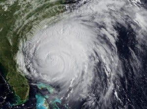 The eyeless Hurricane Irene heads ashore in North Carolina on
Aug. 27, 2011.