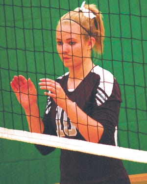 Hannah Scherer waits at the net during the Eureka Tournament.