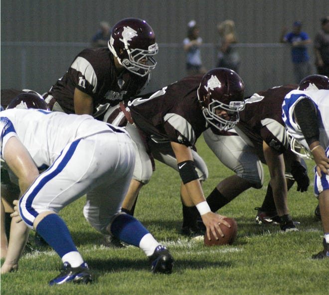 Sherrarr Tate prepares to take the snap from center Reece Smith against Limestone.