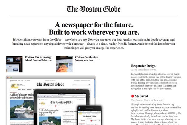 Screenshot of The Boston Globe's website, bostonglobe.com this afternoon