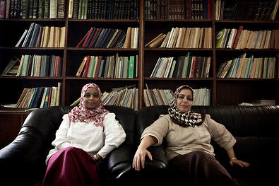 Hweida Shibadi, left, and Nabila Abdelrahman Abu Ras gave aid to Libya's rebel forces and now seek a greater role in society.