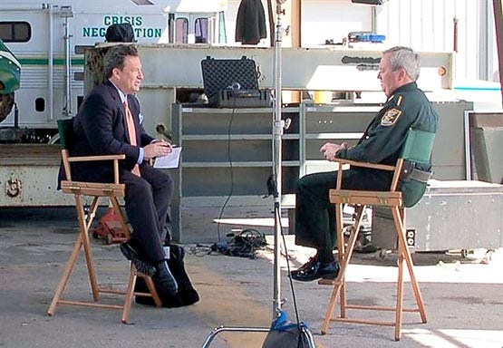 St. Johns County Sheriff David Shoar discusses the events surrounding the investigation into the alleged kidnapping of Ponte Vedra Beach housewife Quinn Gray with 'Dateline' host Josh Mankiewicz. Contributed photo