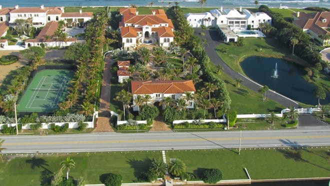 The 8,886-square-foot Mediterranean-style house at 1110 S. Ocean Blvd. was built on a parcel sliced from the historic Harold S. Vanderbilt estate.