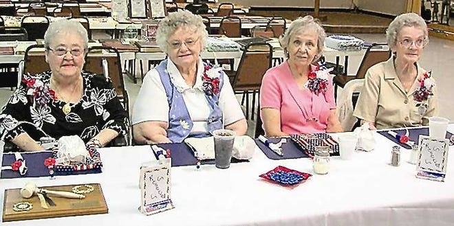 Honored at the luncheon were Jeannette Parton, from left; Barbara Naumann, Pauline Robinson and Dorothy Schultz.