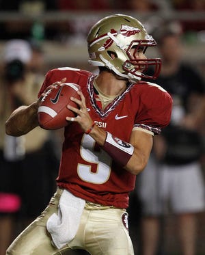 Florida State quarterback Clint Trickett during the second half of a NCAA college football game against the Oklahoma Saturday, Sept. 17, 2011, in Tallahassee, Fla. (AP Photo/Chris O'Meara)