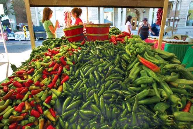 Chiles galore are the order of the day at the Musso Farms booth
and others as the annual Chile and Frijoles Festival begins Friday
in the Union Avenue area.