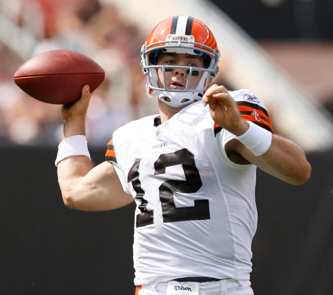 Browns quarterback Colt McCoy throws a pass during the second quarter of Sunday's 17-16 victory over the Miami Dolphins.