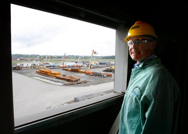 James W. Griffith, president and CEO, overlooks the site of Timken's future expansion at their Faircrest plant.