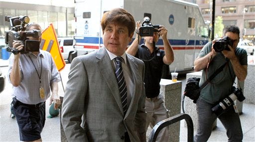 Former Illinois Gov. Rod Blagojevich arrives at the federal courthouse for a hearing in Chicago, Friday, July 15, 2011.