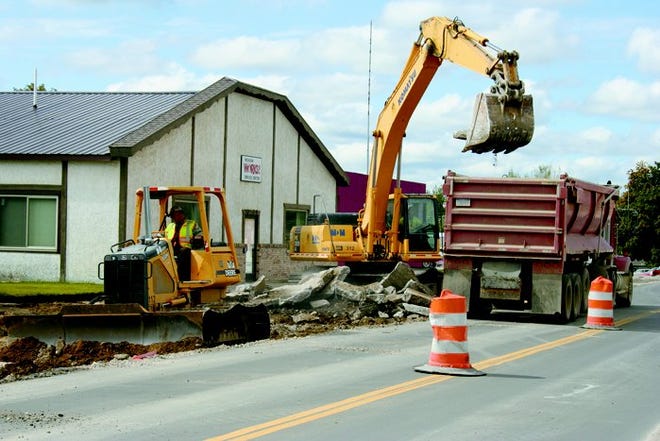 Work continues on the M-68 road reconstruction, water main replacement and streetscape project in Onaway. The contractor, M&M Excavating of Gaylord, says the project’s completion date will be beyond the Oct. 15 date that was initially set.