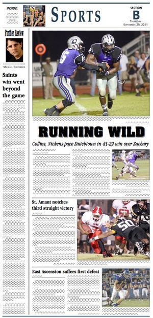 The front page of the sports section for Sept. 29 of the Gonzales Weekly Citizen.